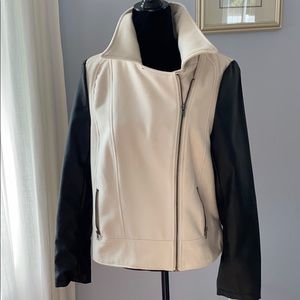 Black and white motorcycle jacket